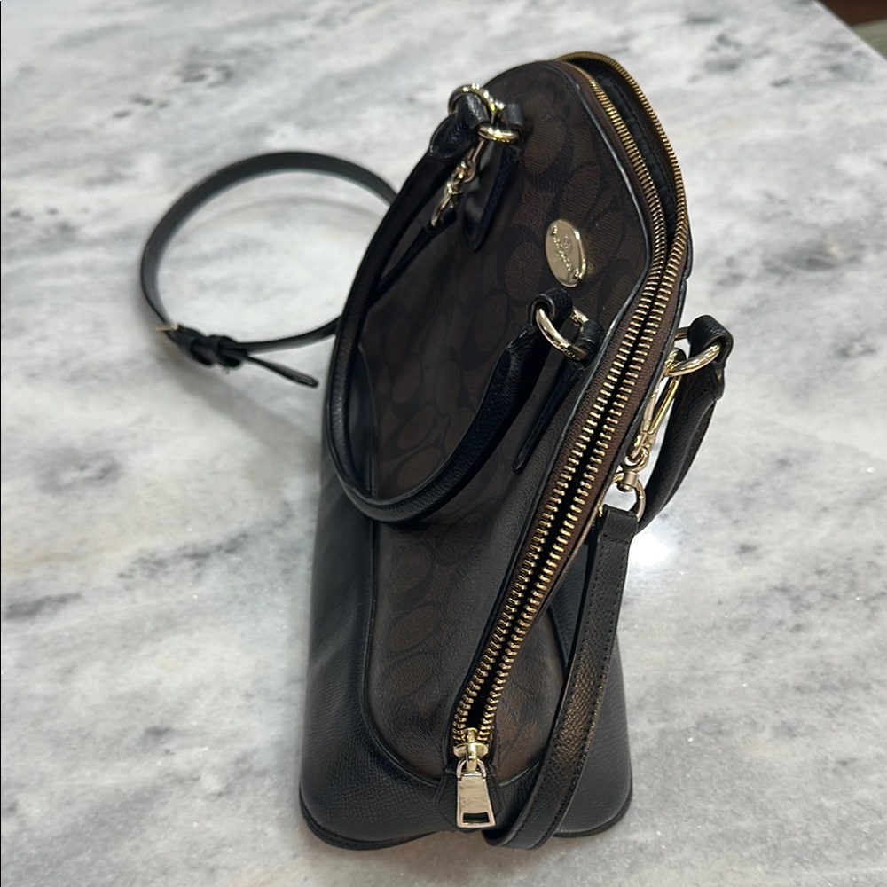 Coach Brown and Black Satchel with Timeless Charm - Picture 6 of 7